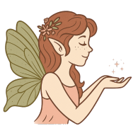 The Freckled Fairy logo - whimsical fairy with freckles