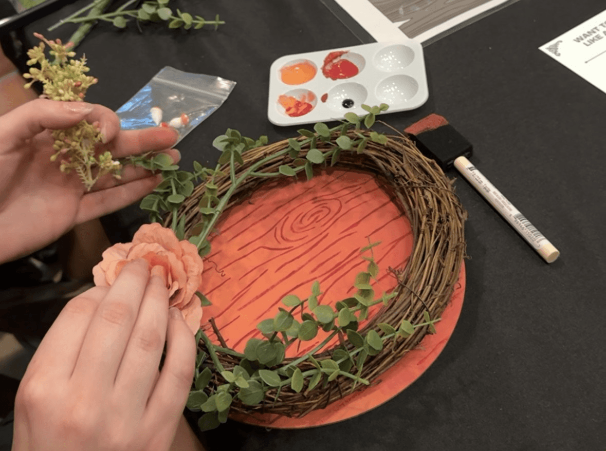Hobbit door craft decorated with flowers